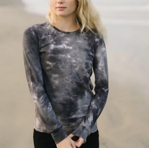 ZYIA Hendrix Tie-Dye Long Sleeve Tee in Charcoal Size XLarge